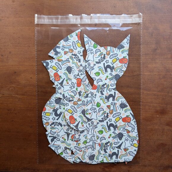 Hand Cut Halloween Skeleton Jack-o-lanterns Doodles Themed Peel and Stick Decals - Picture 4 of 4